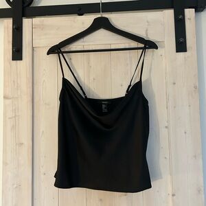Black cowl neck crop top